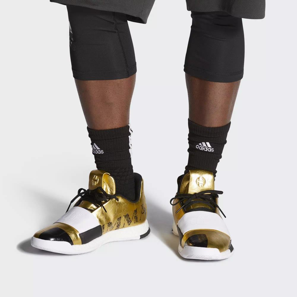 Adidas Harden Vol. 3 Tenis De Basketball Dorados Para Hombre (MX-77526)